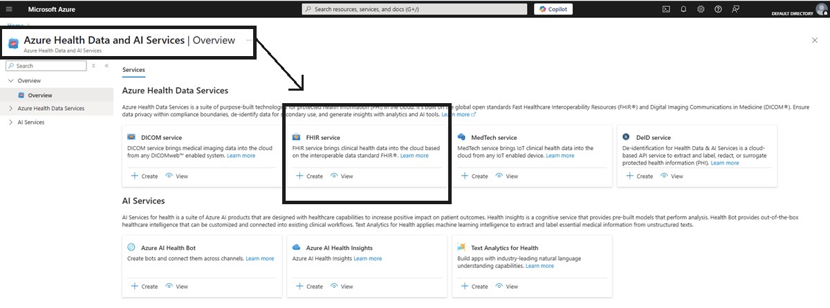 Azure Health Data and AI Services FHIR Services