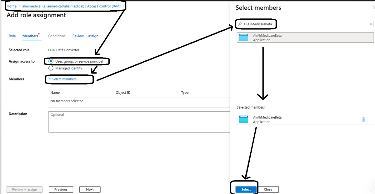 Azure Health Data and AI Services FHIR Services Create Role